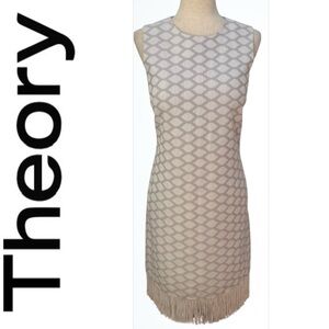 Theory Geometric Pattern Fringe Dress